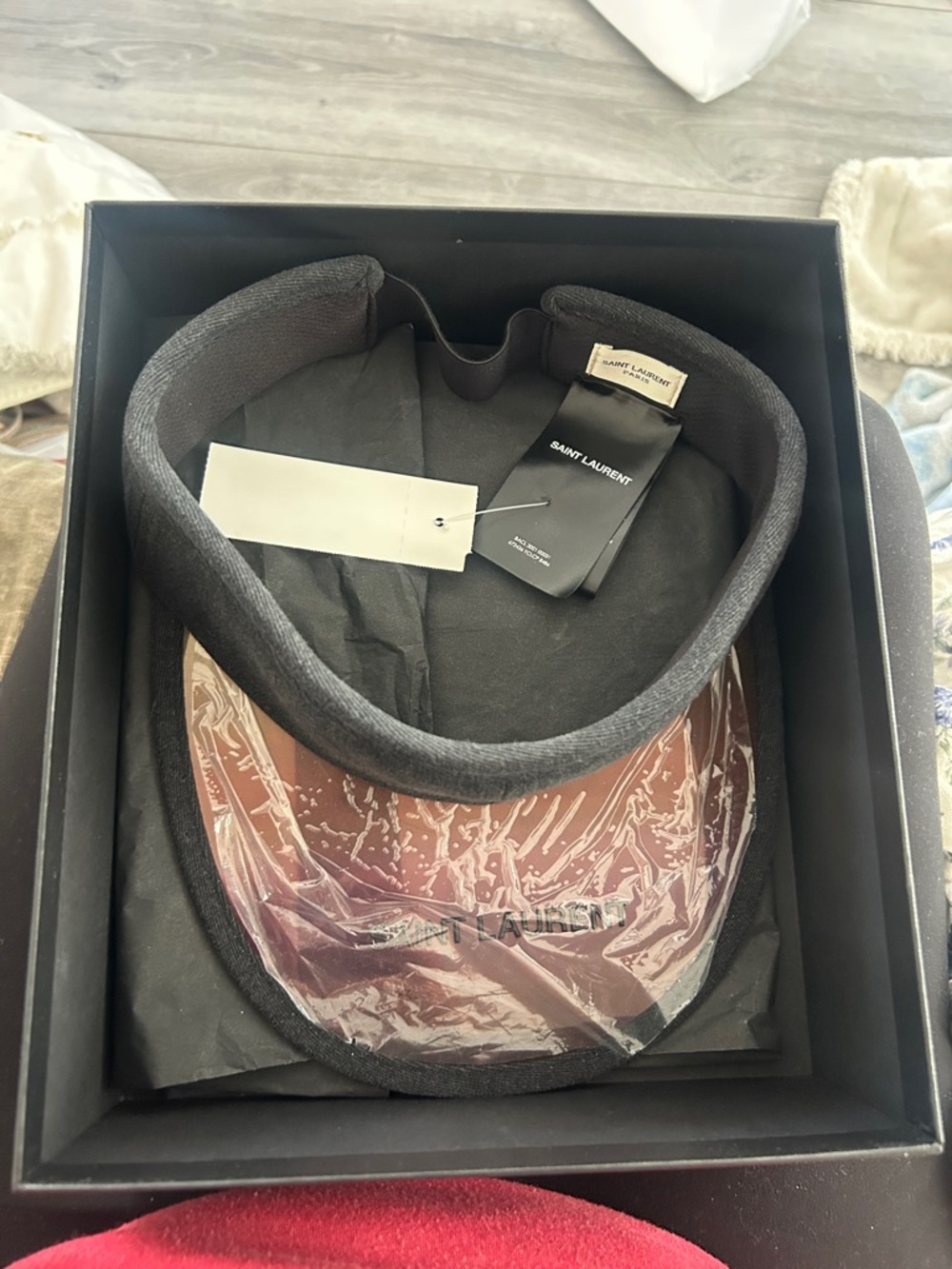 Black Saint Laurent Rive Droit Visor - Picture 5 of 8